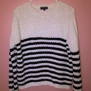white and black sweater